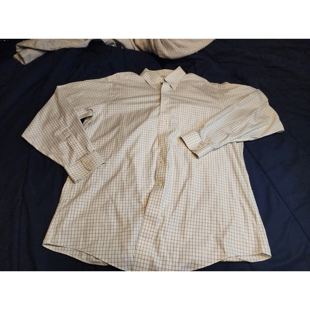 Brooks Brothers Non-Iron Dress Shirt Mens 17.5 36 Classic Fit‎ Blue White Check